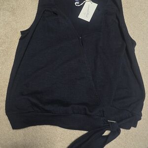 Black Sleeveless Wrap Top